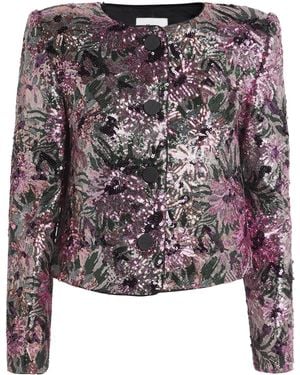 Self-Portrait Sequinned Floral Jacket - Purple