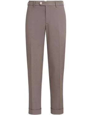 Brunello Cucinelli Stretch-Cotton Comfort Gabardine Italian Trousers - Grey