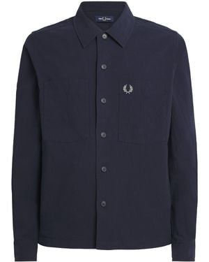 Fred Perry Seersucker Double-Pocket Overshirt - Blue