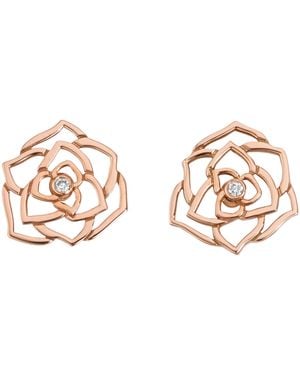 Piaget Rose And Diamond Rose Earrings - Metallic