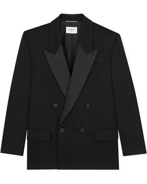 Saint Laurent Wool Tuxedo Jacket - Black