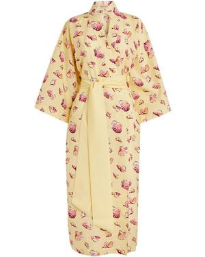 Olivia Von Halle Cotton-Silk Amaya Helios Robe - Metallic