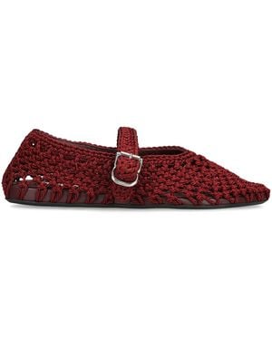 Alaïa Satin Crochet Ballet Flats - Red