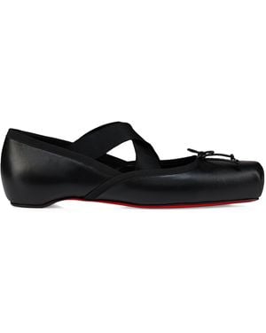 Christian Louboutin Cassiasticina Leather Ballet Flats - Black