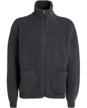LE17SEPTEMBRE Merino Wool-Blend Ribbed High-Neck Cardigan - Blue