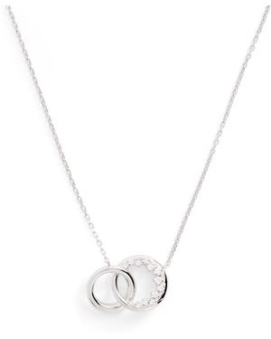 Astrid & Miyu Rhodium-Plated Orbit Crystal Pendant Necklace - Metallic