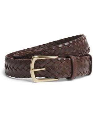 Elliot Rhodes Leather Braided Belt - Brown