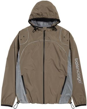 Balenciaga Reflective Techwear Zip-Up Jacket - Brown