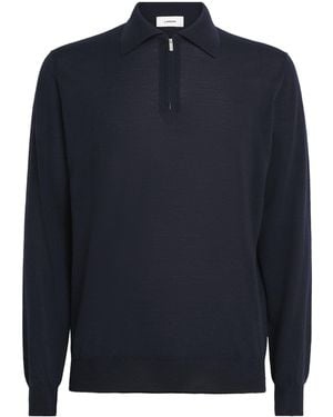 Lardini Wool-Silk-Cashmere Quarter-Zip Jumper - Blue