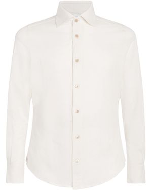 Eleventy Cotton-Linen Knitted Shirt - White