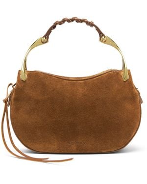 McQueen Mini Suede Wishbone Top-Handle Bag - Brown