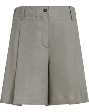 Brunello Cucinelli Linen Pleated Shorts - Grey