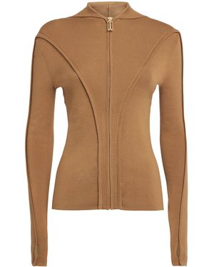 Victoria Beckham Merino Wool-Blend Hooded Top - Brown