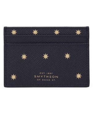 Smythson Panama Leather Stars Card Holder - Blue