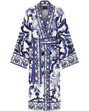 Dolce & Gabbana Terry Cotton Blu Mediterraneo Robe - Blue