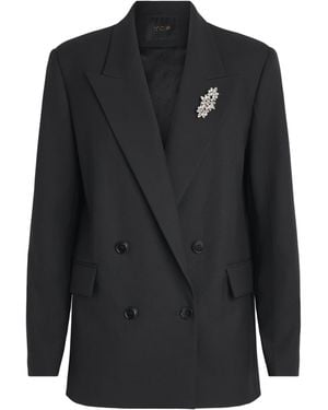 Maje Double-Breasted Brooch Blazer - Black