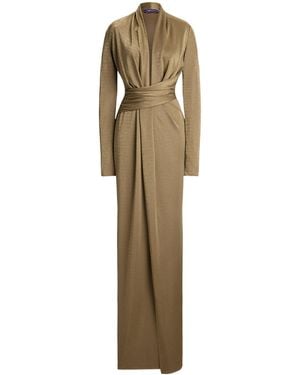 Ralph Lauren Metallic Jersey Ashten Maxi Dress - Natural