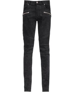 Balmain Biker-Detail Skinny Jeans - Black