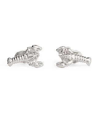 Babette Wasserman Rhodium-Plated Lobster Cufflinks - White
