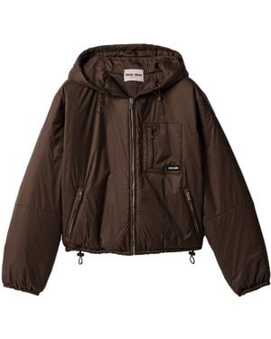 Miu Miu Ripstop Cropped Puffer Jacket - Brown
