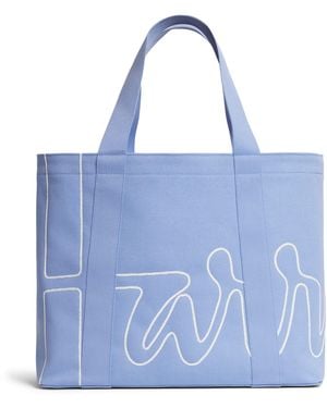 Harrods Medium Cotton Logo Tote Bag - Blue
