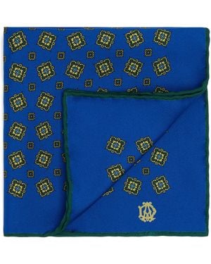 dunhill Mulberry Silk Scattered Medallion Pocket Square - Blue