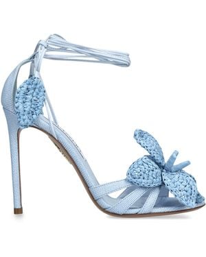 Aquazzura Raffia Calypso Heeled Sandals 105 - Blue