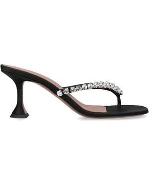 AMINA MUADDI Satin Crystal-Embellished Gigi Heeled Sandals 70 - Black