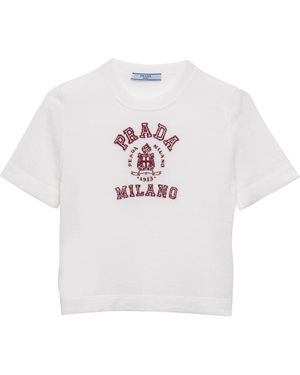Prada Cashmere Intarsia T-Shirt - White