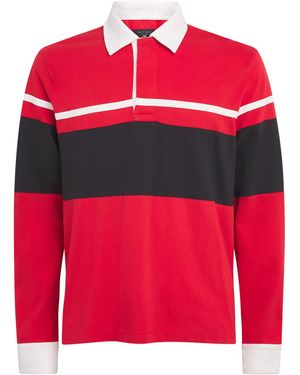 Rag & Bone Cotton Stripe Polo Rugby Shirt - Red