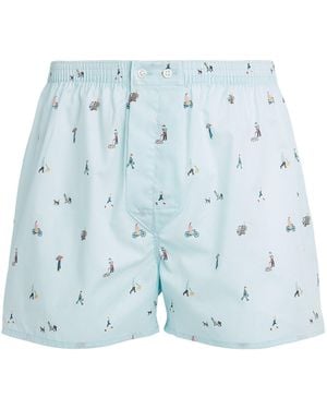 Derek Rose Cotton Printed Ledbury Boxer Shorts - Blue
