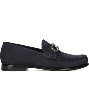 Ferragamo Nubuck Gancini Loafers - Blue