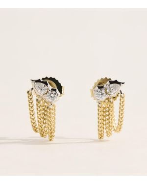 Jade Trau Platinum And Diamond Posey Chain Earrings - Metallic