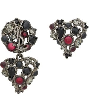 Saint Laurent Embellished Cassandre Earrings - Black