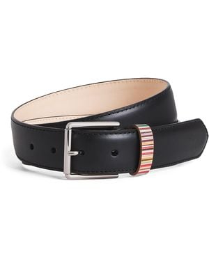 Paul Smith Leather Signature Stripe Belt - Black