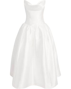 Self-Portrait Taffeta Strapless Midi Dress - White