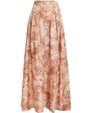 Colombo Silk Floral Print Maxi Skirt - Pink