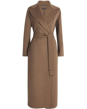 Max Mara Virgin Wool Wrap Coat - Brown