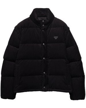Prada Cotton Corduroy Puffer Jacket - Black