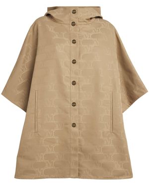 Max Mara Monogram Cape Poncho - Natural