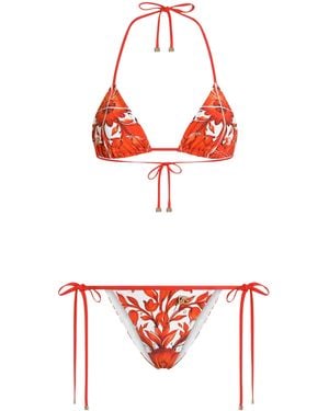 Dolce & Gabbana Majolica Triangle Bikini - Red