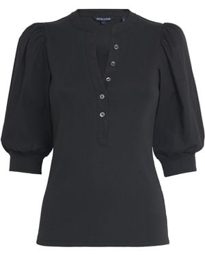 Veronica Beard Puff-Sleeve Coralee Top - Black