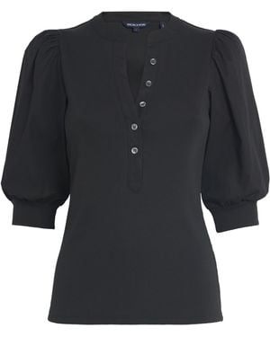 Veronica Beard Puff-Sleeve Coralee Top - Black