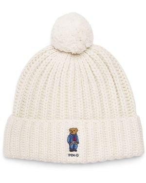 Polo Ralph Lauren Wool-Blend Polo Bear Pom-Pom Beanie - Natural