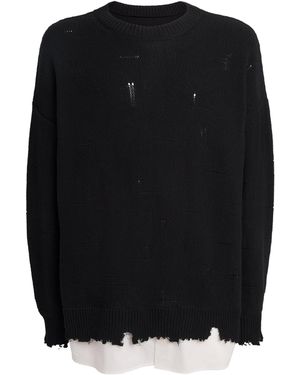 MM6 by Maison Margiela Cotton Distressed Jumper - Black