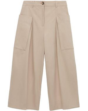 Loewe Cotton-Silk Cropped Trousers - Natural