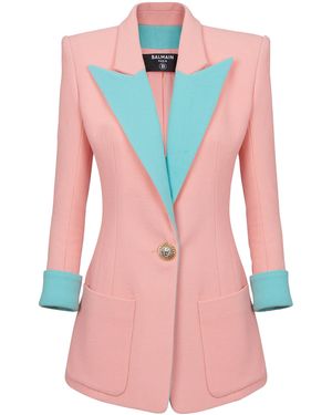 Balmain Wool Two-Tone Blazer - Pink