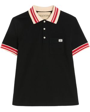 Valentino Garavani Cotton Short-sleeved Polo Shirt Polo Shirts Black