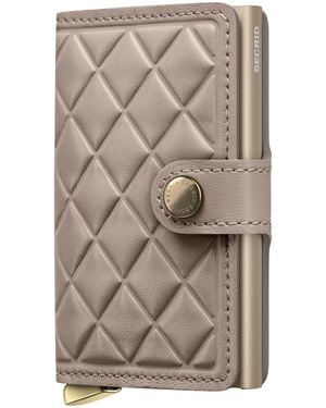 Secrid Leather Diamond-Embossed Miniwallet - Brown
