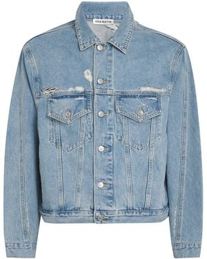 Cole Buxton Distressed Denim Jacket - Blue